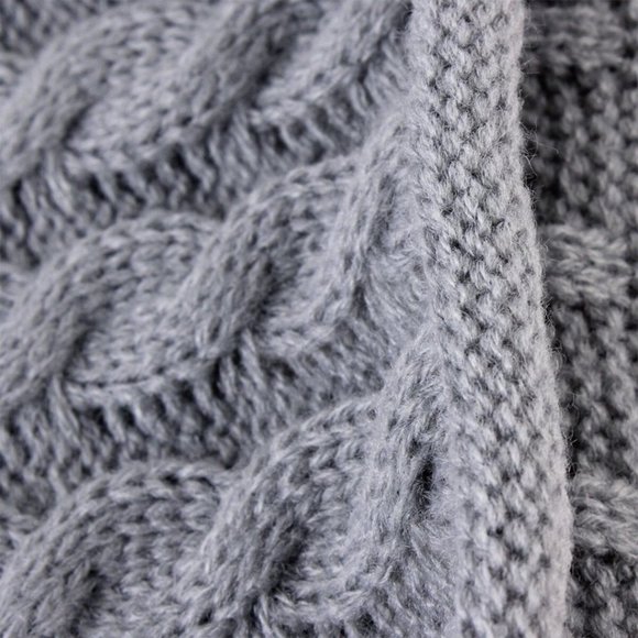 NWT Toddler 2 Piece Hand Cable Knit Beige Hat Faux Fur Pom and Collar Scarf Grey - Picture 3 of 5